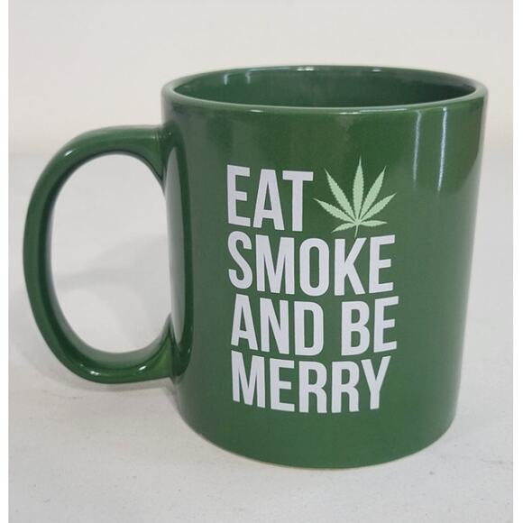 Source Unknown Other - "Eat Smoke And Be Merry" Green Marijuana Coffee Mug HAAPY DAYS Coffee Mug NWOT